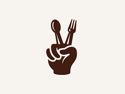 Fork-Spoon-Hand-Victory fork hand icon logo restaurant sign spoon victory