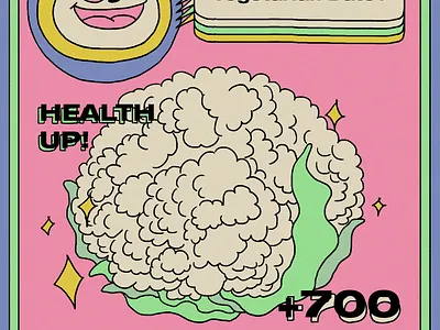 pls accept my cauliflower bouquet, dear. design drawing food healthy illustration typography vegetable