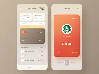 Dieter Finance App app apple pay banking clean clear credit card figma finance master card money orange payment transactions ui ux wallet warm
