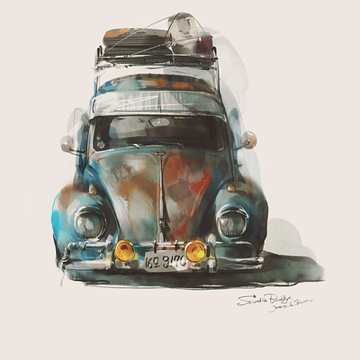 classic beetle 2019 721 7 carillustration corel painter digital art illustration vintagecar