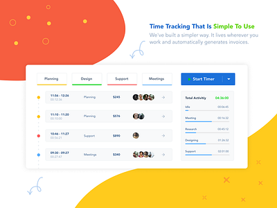 Time Tracking analytics brand identity dashboard finance finance tracking illustration landing page project managment saas time management time tracking tracker