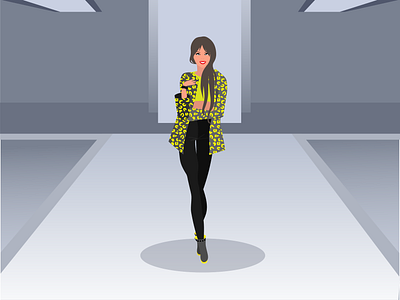 Fashion Girl on Catwalk catwalk character character design comic fashion fashion illustration girl heels model vector illustration