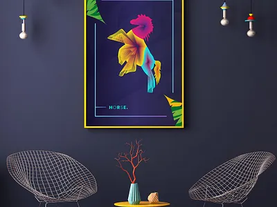 Animals Colorful Line Wall Art lineart living room wall art wall decor