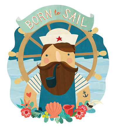 Born to Sail handlettering nautica nautical ocean sailing sailor sea tattoos wall art
