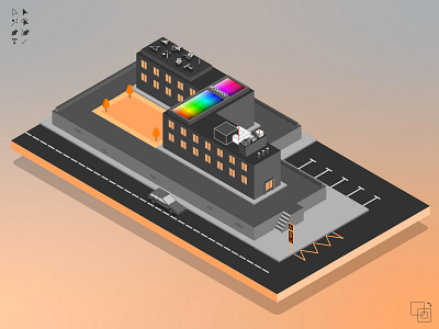 Illustrator toolbar district adobe illustrator building district house illustration illustrator isometric isometric illustration orange quarter street street corner vector