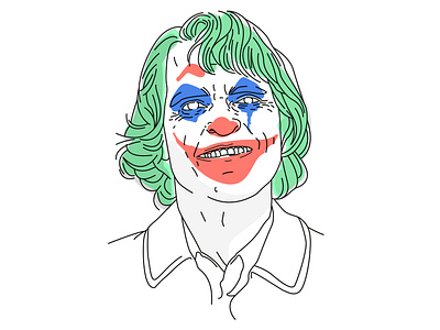 Put on a happy face II comics dc comics design fanart flat illustration illustrator joaquin phoenix joker lineart linework movies portrait vector