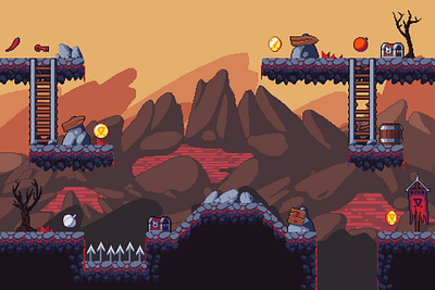 Platformer Hell Game Tileset Pixel Art 2d fantasy game game assets gamedev pixel art platformer tileset