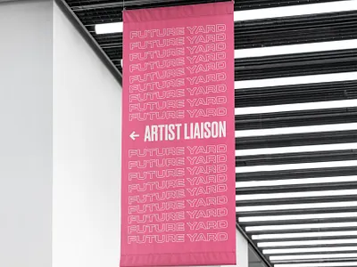 Future Yard Signage banner branding festival flag logo mockup music pink repeater signage signage design type