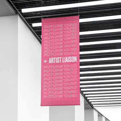 Future Yard Signage banner branding festival flag logo mockup music pink repeater signage signage design type