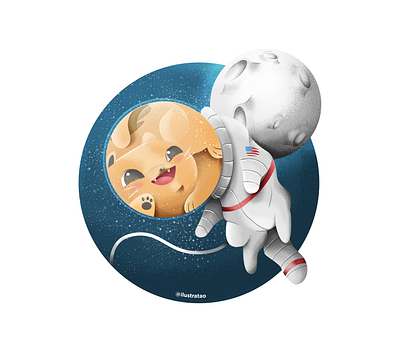 Space Cat book cartoon cat character cute illustration kids space vector art