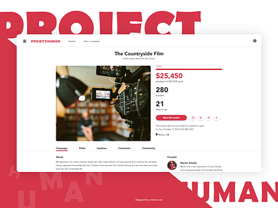 Crowdfunding Campaign 032 campaign cristian ioan crowd funding crowdfunding dailyui dailyui032 dailyuichallenge funding projecthuman red