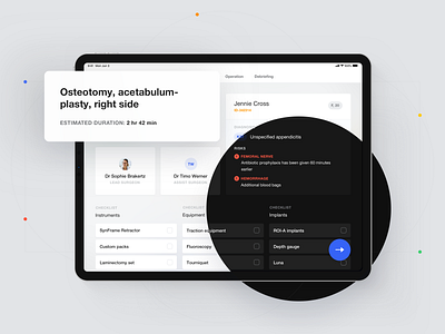 Nodus Medical – main dashboard 🏥 blue clean dark dark theme dark ui dashboad doctor health interaction ipad ipad pro medical mode surgeon timeline typography ui ux web design