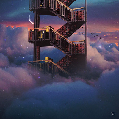 Stairs to the unknown digitalart digitalcollage graphicdesign photoshop wallpaper