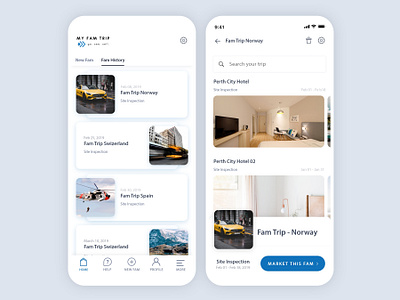 My Fam Trip app design diary market minimal mobile app myfam tour trip ui uiux ux