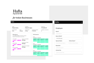 Hafta - Payroll & HR for Indian Businesses app charts hr hr cloud hrm payroll ui ux web web app design