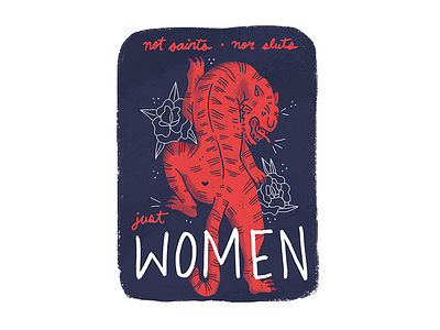 Tiger women cute feminist illustration print tiger women