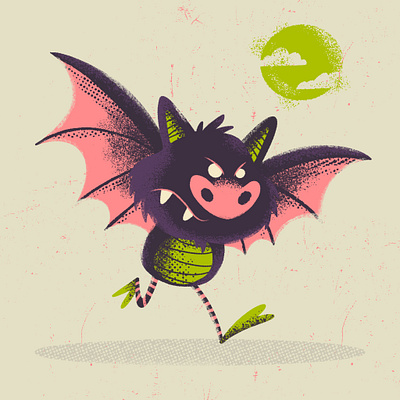 Drawlloween 2019 - Bat Kid bat halloween illustration ipad pro ipadpro kidlitart procreate retro spooky