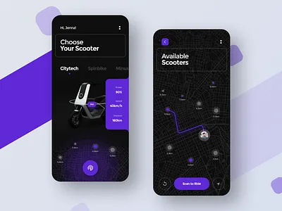 Scooter Rental app design consept app ecommerce home app inspiration interaction interface ios ios app iphone x minimalist rental app scooter travel app typography ui design