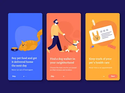 Onboarding pet care app character design illustration onboarding pet pet care pet insurance sketch ui ui design uiux ux ux design uxdesign