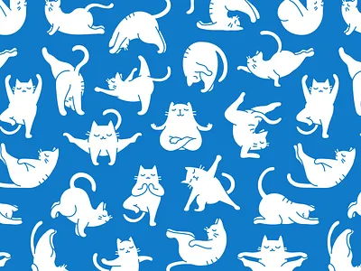 Yoga Cat Pattern asana background cat chakra character design exercise feline fitness gym illustration illustrator meditation namaste pattern pet sport yoga zen