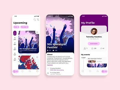 Events booking app concept app concept creative design figma illustration mobile ui ux