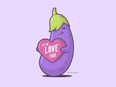 Let Me Love You! aubergine cartoon character eggplant funny illustration love mascot romance vector