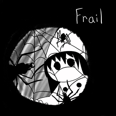 Inktober Day 8 - Frail black and white cartoon digital art illustration illustrator inktober inktober2019 spider spin spooky