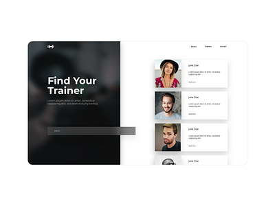 Find Your Trainer Desktop Concept adobe xd branding concept design desktop app desktop ui gym idea personal trainer search slider ui ux