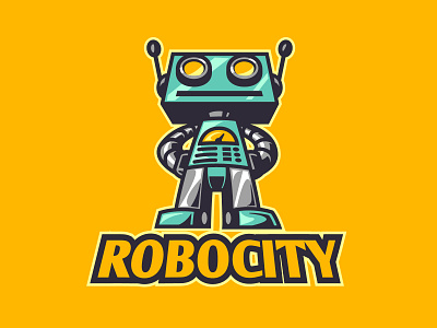 Robocity andymonstart cartoon character design illustration logo logo design mascot mascot design mech mecha mechanical retro robot robotic vintage