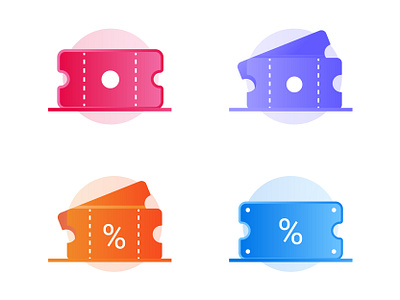 Ticket Variations dribbble flat gradient icon icondesign iconography illustration minimalist ticket vector voucher vouchers