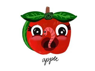 inktober day5: apple apple challenge inktober leaves texture worm