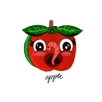 inktober day5: apple apple challenge inktober leaves texture worm