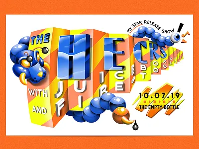 My Star Release Poster 1980s 1990s airbrush andy gregg chicago fire toolz gig poster illustration indie rock juiceboxxx pomo poster postmodern retro riso risograph risography studio super the empty bottle the hecks