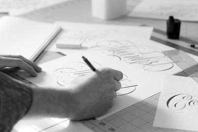 Lettering Process branding cartouche custom lettering custom type flourish formal script graphic design lettering lettering artist process script sketch type