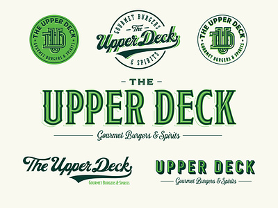 Upper Deck Restaurant baseball craft spirits lettering logo design restaurant logo retro typography