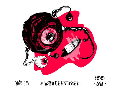 Surveillance Dystopia digital digital drawing illustration ink inktober inktober2019 monster panopticon reds sticker surveillance