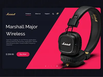 Electronic Product Shop UI app design branding clean design ecommerce website headphones home page logo design product page design shop ui design web page design