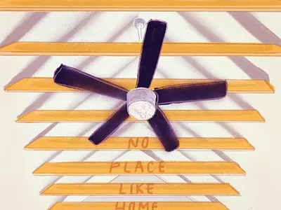 No Place Like Home beams ceiling fan illustration procreate shadows