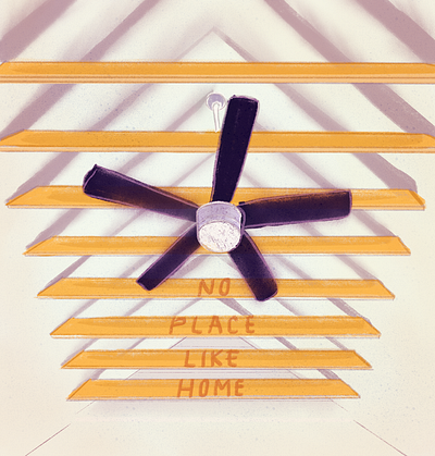 No Place Like Home beams ceiling fan illustration procreate shadows