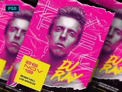 Hype DJ Flyer Template dj flyer template graphicriver hype millenial modern party photoshop poster poster template torn paper urban