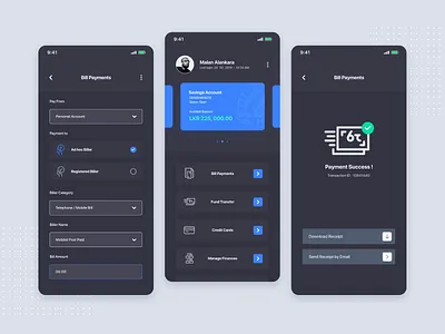 Online Banking - Dark Mode app branding dark mode design icon ios app perfect simple ui ux