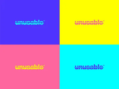 unusable | Logo design blue brand branding design flat logo logo design logotype minimal pink squares startup unusable vector wordmark wordmark logo yellow