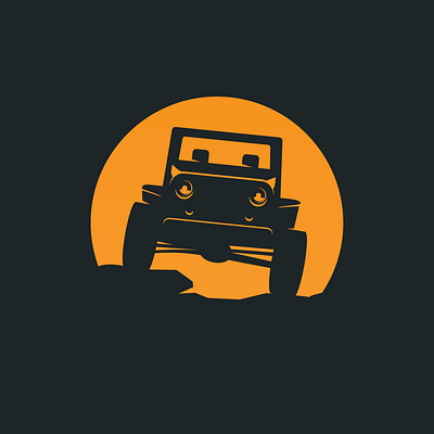 Offroad on the sunset branding design illustration jeep logo minimal offroad rocks simple suv vector