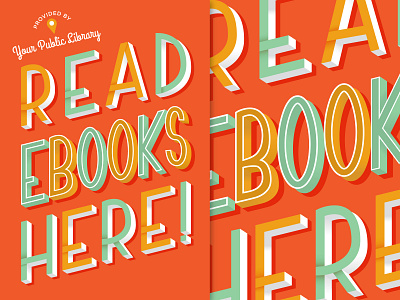 Read Yer eBooks 3 d type ebooks graphic design green lettering orange poster shadows typography vector yellow