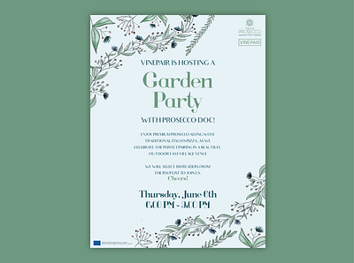 Prosecco DOC Garden Party Invitation bubbles bubbly doodles event event design floral garden garden party invitation invite pizza procreate prosecco wine