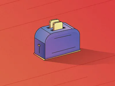 Toaster bread breakfast device eat electric electronic flat food gradient design icon illustration illustrator kitchen morning procreate toast toasted toaster vector vector art