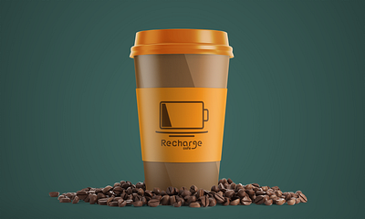 Recharge Cafe Branding Design branding coffee coffee cup coffee shop design digital art graphic design icon logo minimalist mug design typography vector