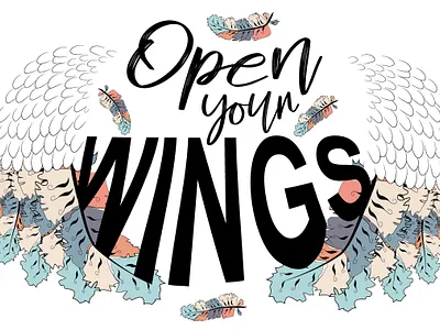 Project "Wings" for the customer boho design open print sketch vector wings