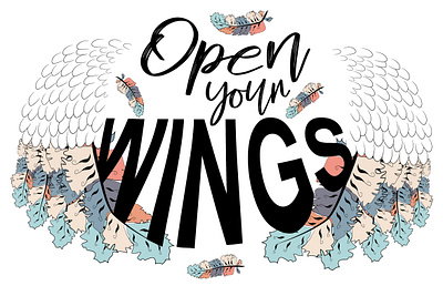 Project "Wings" for the customer boho design open print sketch vector wings
