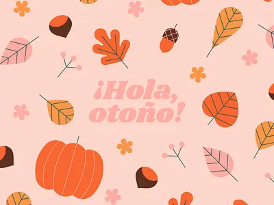 Hello Autumn! autumn leaves orange pattern pumpkin vector